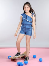 Girls Denim One Shoulder Playsuit